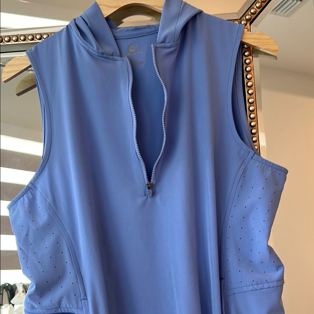Laguna B Athletic Blue Mock Neck Sleeveless Mini Dress - Picture 5 of 8